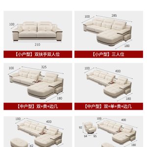 Ghế Sofa da sang trọng nhẹ lớp đầu tiên Sofa da bò phòng khách hiện đại đơn giản da nghệ thuật Sofa kích thước đồ nội thất - Hình 5