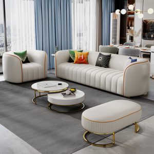 Ghế Sofa da sang trọng nhẹ phòng khách hiện đại đơn giản phòng nhỏ ba chỗ ngồi Sofa da nghệ thuật màu đỏ ròng đồ nội thất bằng gỗ rắn