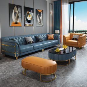 Ghế Sofa da sang trọng nhẹ phòng khách mới hiện đại đơn giản sang trọng nội thất chung cư nhỏ cao cấp thẳng hàng bốn