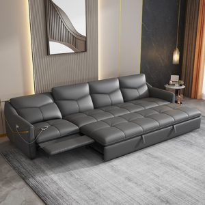 Ghế Sofa giường điện đa năng sử dụng kép hàng thẳng hàng ba người bốn người phòng khách phòng nhỏ chung cư da Ghế Sofa da đầu lớp da bò