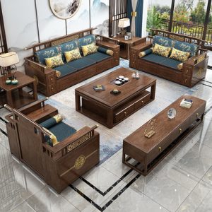 Ghế Sofa gỗ đặc mới của Trung Quốc Đồ nội thất hiện đại của Trung Quốc phòng khách gia đình lớn gỗ óc chó mùa đông và mùa hè Ghế Sofa biệt thự đa năng