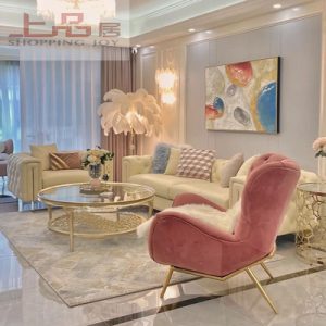 Ghế Sofa kéo nút vải da sang trọng màu sáng Mỹ phòng khách chung cư nhỏ đơn giản phong cách hiện đại màu đỏ thuần phong cách nội thất 27 độ