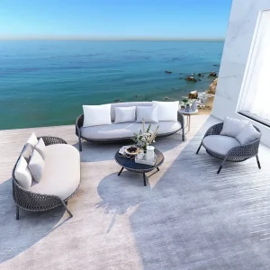 Ghế Sofa Mây Đơn Ghế Sân Vườn Ban Công Ngoài Trời Thiết Kế Bàn Phong cách Châu Âu Salon De Jardin Đồ Sân Ngoài Trời Bộ - Hình 2