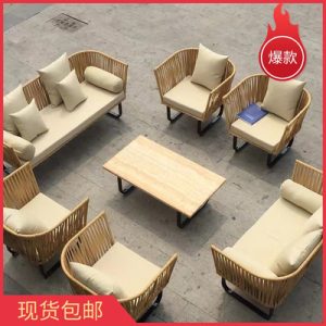 Ghế Sofa ngoài trời chống nắng không thấm nước thư giãn phòng khách ban công sân ngoài trời Bàn cà phê ba người Bàn Ghế mây mây homestay Ghế mây