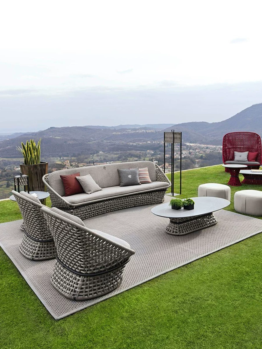 Ghế sofa ngoài trời sân biệt thự ngoài trời ban công ghế mây bàn cà phê kết hợp khách sạn sân vườn giải trí - Hình 2 Ghế sofa ngoài trời sân biệt thự ngoài trời ban công ghế mây bàn cà phê kết hợp khách sạn sân vườn giải trí - Hình 2