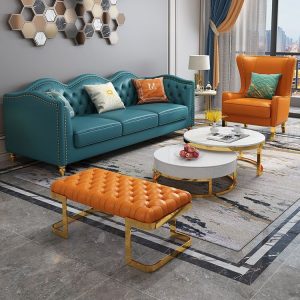 Ghế Sofa sang trọng nhẹ bốn chỗ da bò lớp một hàng thẳng phòng khách phòng nhỏ Ghế Sofa sang trọng một từ kiểu Mỹ - Hình 2