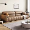 Ghế Sofa sang trọng nhẹ đầu lớp da bò phòng khách phòng nhỏ kiểu Italy Bắc Âu hàng thẳng phong cách da nghệ thuật Sofa da