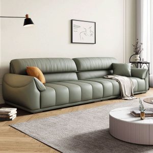 Ghế Sofa sang trọng nhẹ đầu lớp da bò phòng khách phòng nhỏ kiểu Italy Bắc Âu hàng thẳng phong cách da nghệ thuật Sofa da - Hình 2