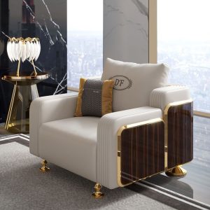 Ghế Sofa sang trọng nhẹ kiểu kiểu Italy phòng khách phòng nhỏ biệt thự mẫu phòng hiện đại đơn giản Ghế Sofa gỗ nguyên khối - Hình 2