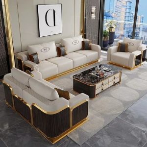 Ghế Sofa sang trọng nhẹ kiểu kiểu Italy phòng khách phòng nhỏ biệt thự mẫu phòng hiện đại đơn giản Ghế Sofa gỗ nguyên khối