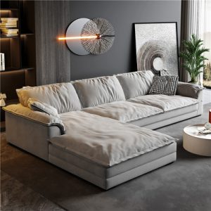 Ghế Sofa siêu rộng ngồi sâu phòng khách đơn giản vải mờ công nghệ vải lớn ngồi sâu công nghệ sàn vải kiểu Italy Sofa wabi-sabi