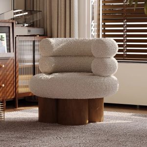 Ghế Sofa Vải Len Cừu Teddy Hình Tổ Chim Kiểu Pháp - Hình 3