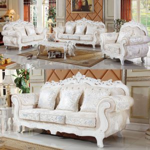 Ghế Sofa vải phong cách châu Âu sang trọng phòng khách gỗ nguyên khối đơn giản kiểu châu Âu có thể tháo rời và giặt được Kiểu Mỹ hỗ trợ đơn ba miếng bọt biển - Hình 2