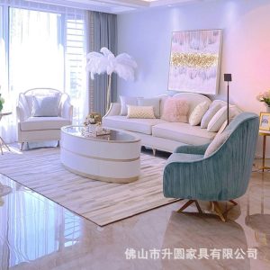 Ghế Sofa vải sang trọng nhẹ phòng khách Mỹ da gỗ chắc chắn 123 Sofa Sofa đơn giản nhỏ tươi Sofa - Hình 2