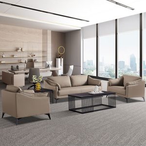 Ghế Sofa văn phòng da gió wabi-sabi gặp gỡ khách đàm phán phòng tiếp tân Sofa kinh doanh Sofa kem Bàn cà phê - Hình 2