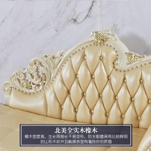 Ghế trường kỷ phong cách châu Âu Phòng khách kiểu Mỹ Ghế sofa da chạm khắc bằng gỗ nguyên khối Phòng ngủ Ghế làm đẹp phòng nhỏ Ghế tựa da - Hình 2