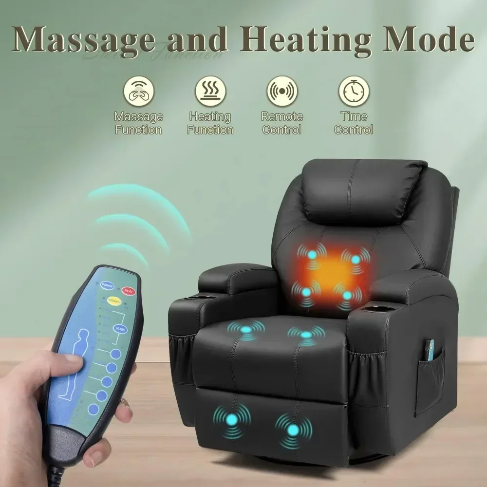 Ghế tựa xoay có chức năng mát-xa và sưởi ấm Ghế phòng khách có điều khiển từ xa và hai ngăn đựng cốc - Hình 2 Ghế tựa xoay có chức năng mát-xa và sưởi ấm Ghế phòng khách có điều khiển từ xa và hai ngăn đựng cốc - Hình 2