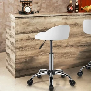 Ghế Văn Phòng A898ZXWGhế Salon Da Cán Có Thể Điều Chỉnh Dành Cho Spa Massage Làm Móng Tay, Bộ Ghế Quầy Bar Màu Trắng - Hình 2