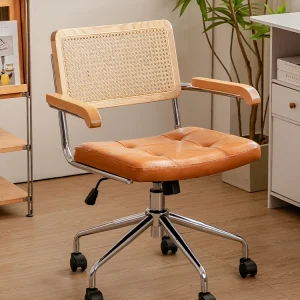 Ghế Văn Phòng LA Retro Ghế Xoay Mây Máy Tính Ghế Văn Phòng Nhật Bản Thoải Mái Lưu Trữ Bàn Học Ghế Thoáng Khí Tay Mây