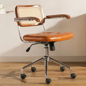 Ghế Văn Phòng Retro Ghế Xoay Mây Máy Tính Ghế Văn Phòng Nhật Bản Thoải Mái Lưu Trữ Bàn Học Ghế Thoáng Khí Tay Ghế Mây