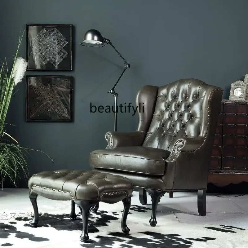 Ghế Wingback Ghế Sofa Da Đơn Mỹ Ghế Giải Trí Nội Thất Phòng Khách Bàn Đạp - Hình 2 Ghế Wingback Ghế Sofa Da Đơn Mỹ Ghế Giải Trí Nội Thất Phòng Khách Bàn Đạp - Hình 2