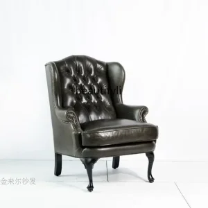 Ghế Wingback Ghế Sofa Da Đơn Mỹ Ghế Giải Trí Nội Thất Phòng Khách Bàn Đạp
