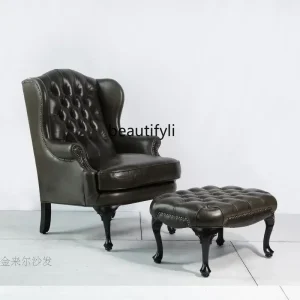 Ghế Wingback Ghế Sofa Da Đơn Mỹ Ghế Giải Trí Nội Thất Phòng Khách Bàn Đạp - Hình 4