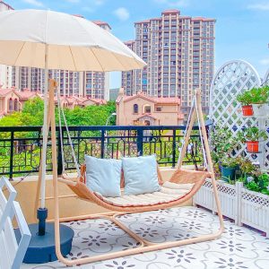 Ghế xích đu ngoài trời treo ban công sân vườn nhà võng giải trí giường xích đu ghế xích đu vườn xích đu ghế bập bênh - Hình 4