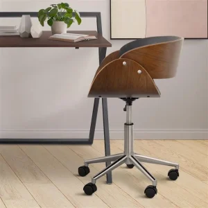 Ghế xoay cong,Ghế văn phòng tại nhà,Nhà,Da,có thể điều chỉnh chiều cao Ghế,Đen/Nâu - Hình 2