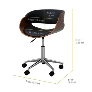 Ghế xoay cong,Ghế văn phòng tại nhà,Nhà,Da,có thể điều chỉnh chiều cao Ghế,Đen/Nâu - Hình 4