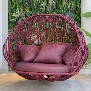 Giỏ treo đu đôi ghế treo ngoài trời lười biếng ghế bập bênh chống nắng chống thấm nước Bắc Âu - Hình 3