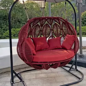Giỏ treo đu đôi ghế treo ngoài trời lười biếng ghế bập bênh chống nắng chống thấm nước Bắc Âu - Hình 4