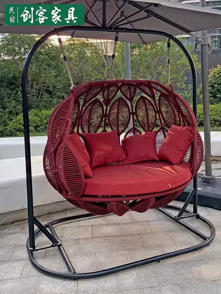Giỏ treo đu đôi ghế treo ngoài trời lười biếng ghế bập bênh chống nắng chống thấm nước Bắc Âu - Hình 4 Giỏ treo đu đôi ghế treo ngoài trời lười biếng ghế bập bênh chống nắng chống thấm nước Bắc Âu - Hình 4
