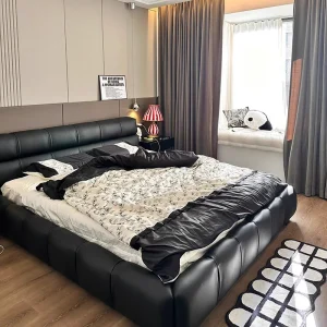 Giường đôi cao cấp Lưu trữ da quyến rũ Kích thước đầy đủ Đầu Giường Khung Giường An toàn Thiết kế lâu đài cama hộp casal đồ nội thất gia đình - Hình 4