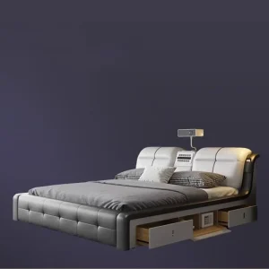 Giường đôi Smart Luxury – Thiết kế hiện đại đa chức năng, màu trắng sang trọng Letto Matrimoniale - Hình 3