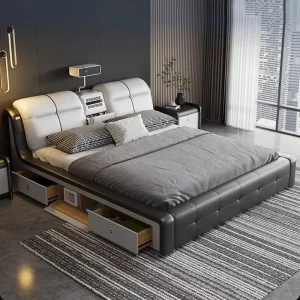 Giường đôi Smart Luxury – Thiết kế hiện đại đa chức năng, màu trắng sang trọng Letto Matrimoniale - Hình 4