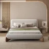 Giường gió êm dịu cừu Giường vải phong cách Italy rất đơn giản kem gió phòng ngủ master đơn giản Giường tầng xa hoa