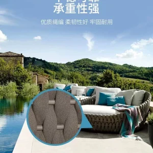 Giường Ngoài Trời Mây Tròn Biệt Thự Bắc Âu Sân Ghế Salon Giải Trí Ghế Mây Ngoại Ô Bể Bơi Sáng Tạo Sofa Ban Công - Hình 3