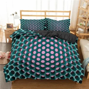 Giường ngủ Bộ vỏ chăn bông tổ ong Hình học màu hồng Bộ đồ Giường in 3D Polyester Phong cách mát mẻ Đôi Nữ hoàng Vua Vỏ chăn cho bé trai Người lớn - Hình 2