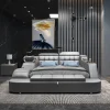 Giường ngủ Chân Giường màu đen châu Âu Biệt thự sang trọng Kệ hiện đại Kích thước đầy đủ Khung Giường Gỗ Đa chức năng Camas De Casal Nội thất gia đình