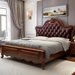 Giường ngủ Châu Âu Cao Cấp Giường Đôi Gỗ Biệt Thự Lưu Trữ An Toàn Đầu Giường Đôi Khung Giường King Size Ngủ Letto Matrimoniale Nội Thất Gia Đình - Hình 3