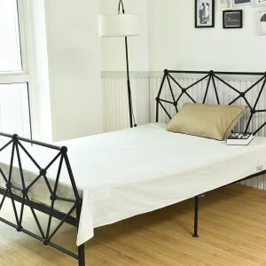 Giường ngủ Tấm trải Giường bằng bông màu bạc Tấm trải Giường tiếp đất