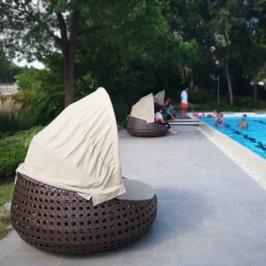 Giường Tròn Ngoài Trời, Biệt Thự Hồ Bơi, Khu Nghỉ Dưỡng, Ban Công Giải Trí, Giường Giả Mây, Sân Nghỉ Trưa, Giường Tròn Lười Biếng - Hình 2