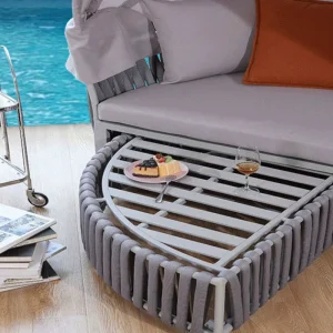 Giường Tròn Ngoài Trời, Sân Thượng, Kết Cấu Khung Nhôm Chống Nước, Chống Nắng, Kho Chứa Dây, Giường Mây Hồ Bơi Kiểu Bắc Âu Xoay - Hình 2