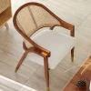 Gỗ Mây Ghế Ăn Thiết Kế Hiện Đại Phòng Chờ Ghế Bành Đơn Cafe Bar Dệt Ghế Bắc Âu Tối Giản Stoelen Nội Thất Gia Đình