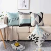 Hình học Màu Xanh Nhạt Vải Lanh Đệm cho Ô Tô Ghế Sofa Phòng Khách Phòng Ngủ Trang Trí Nhà, 40x40 45x45 50x50 60x60 Áo Gối Chần Gòn