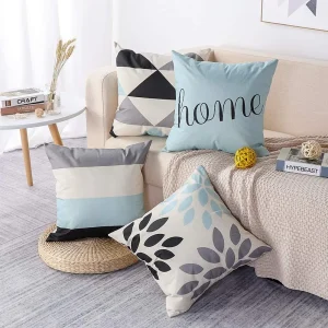 Hình học Màu Xanh Nhạt Vải Lanh Đệm cho Ô Tô Ghế Sofa Phòng Khách Phòng Ngủ Trang Trí Nhà, 40x40 45x45 50x50 60x60 Áo Gối Chần Gòn - Hình 2