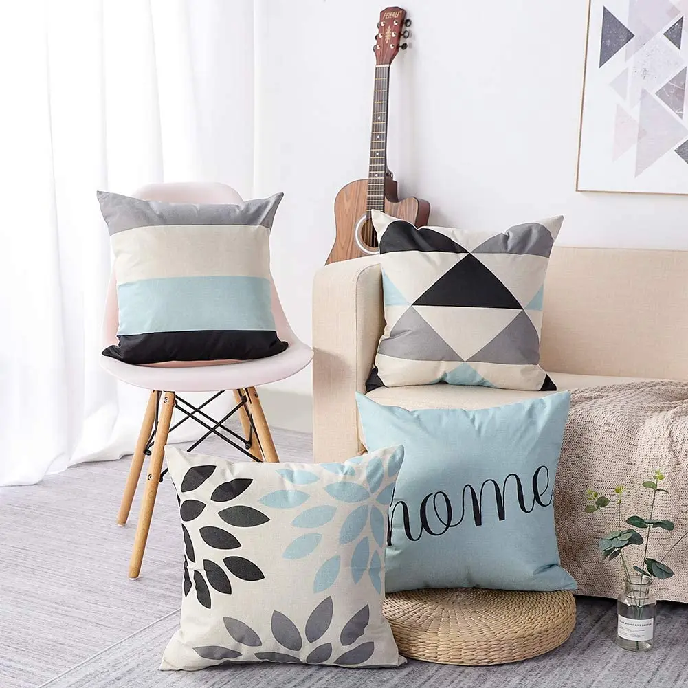Hình học Màu Xanh Nhạt Vải Lanh Đệm cho Ô Tô Ghế Sofa Phòng Khách Phòng Ngủ Trang Trí Nhà, 40x40 45x45 50x50 60x60 Áo Gối Chần Gòn - Hình 4 Hình học Màu Xanh Nhạt Vải Lanh Đệm cho Ô Tô Ghế Sofa Phòng Khách Phòng Ngủ Trang Trí Nhà, 40x40 45x45 50x50 60x60 Áo Gối Chần Gòn - Hình 4