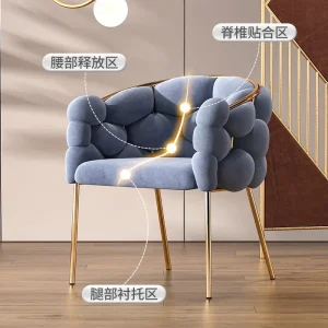 Hồng Ghế Ăn Phòng Ngủ Phòng Thay Đồ Thẩm Mỹ Viện Làm Móng Tay Cô Gái Bàn Trang Điểm Đơn Giản Tựa Lưng Ghế Bành Sắt - Hình 2
