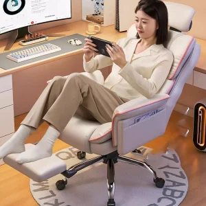 Kem Ghế chơi game Da căng Ghế thư giãn văn phòng Chơi game Thư giãn Ghế bành ngả lưng Nội thất Sảnh vào - Hình 2